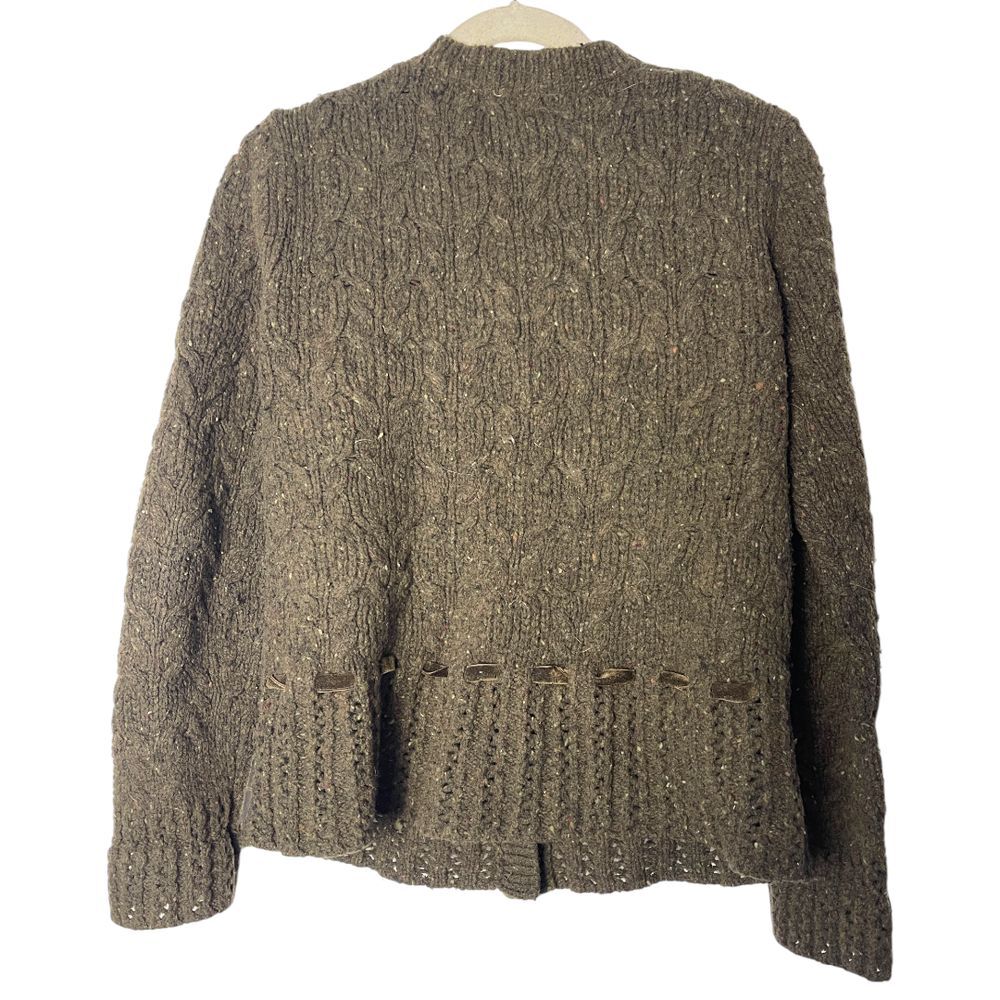 Sarah Spencer Green Lambswool Cardigan with Velvet Ribbon Belt‎ and Bow PS - Picture 3 of 7